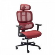 Cadeira Elements Sophy Preta e Vermelha Braços 3D encosto e assento em mesh premium, suporta até 150kg