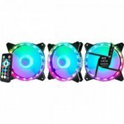 KMEX Kit Cooler 3 Fans ARGB Star Rainbow com controladora e controle remoto