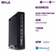 SKUL MINI COMPUTADOR B200 QUAD CORE PENTIUM N5030 4GB DDR4 SSD 128GB FONTE 60W EXTERNA WINDOWS 11 PRO