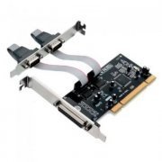 Placa Multiserial PCI Flexport 2 portas seriais RS232 DB9M 1 paralela DB25F