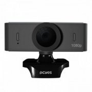 PCYES Webcam Raza Full HD 1080p USB 2.0 preto plug and play com microfone integrado e suporte para tripé integrado