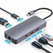 Getatek docking station USB Tipo-C 6 in 1 HDMI 4K 60Hz,  Tipo-C para dados, carregamento 100W, USB 3.2