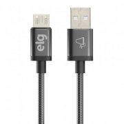 ELG cabo micro USB blindado inox conector aluminio com 1 metro de comprimento cor cinza