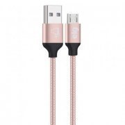 ELG cabo micro USB blindado inox conector aluminio com 1 metro de comprimento cor ouro rosa