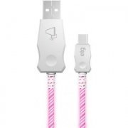 ELG cabo USB tipo-C iluminado led rosa 1 metro cabo emborrachado e super flexível com conectores blindados