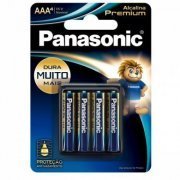 Panasonic Pilha Alcalina Premium AAA 1.5V Cartela com 4 Unidades