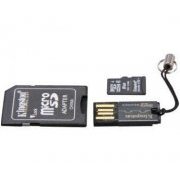 Cartão de Memória MicroSD Kingston 4GB Acompanha Adaptador SD e leitor de cartão USB Preto