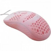 Exbom mouse óptico ultraleve rosa colmeia c/Led RGB 4 velocidades ajustáveis (400/800/1200/1600 dpi)