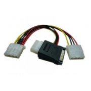 Power Y-Cable POWER-154P-24S, from either Molex 4P o 15P Male & Big 4P Male to 2x Big 4P Power, 15cm Cable