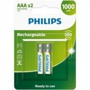Philips Pilha Recarregável AAA 1000mah 2 unidades até 500 ciclos de carga