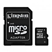Cartão de Memória Kingston MicroSD 4GB Com Adaptador para SD, Classe 4, Veloc. Leitura: 5MBP/S, Veloc. Gravação: 1,5MBP/S, microSDHC 2.0