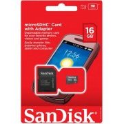 SanDisk Cartao de Memoria MicroSD 16GB Classe 4 a Prova de Agua para Smartphone, acompanha adaptador