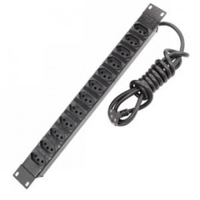 000000197 Raker calha de 12 tomadas 10A para rack 19 preto