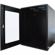Foto de 000000451 Raker mini rack 16U 650mm 19 polegadas cor preto, porta com visor de acrílico fumê, late