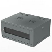 Raker mini rack 12U 750mm 19 polegadas preto com porta visor de acrílico fumê, laterais e fundo removíveis com