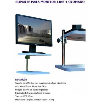000101 MC Line Suporte para Monitor Line 1 Cromado
