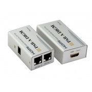 Balun Extensor HDMI/DVI HDTV Audio Video LAN Cat 5e/6 FULL HD1080p Single Link Range: 1080p/1920 x 1200, Max Distance 1080p: 165ft (50m) via