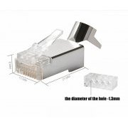 Conector RJ45 CAT6A Blindado (100 unidades) com Guia para Cabo Solido 23AWG pode ser usado com CAT6 CMXT