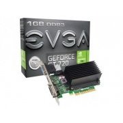 Placa de Vídeo EVGA GT720 LP 1GB 64Bit NVIDIA GT MAINSTREAM, 192 Cuda Cores, DVI HDMI e VGA, Low Profile