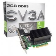Placa de Vídeo EVGA GeForce GT730 2GB NVIDIA DDR3 64Bits PCI-E HDMI D-Sub e DVI