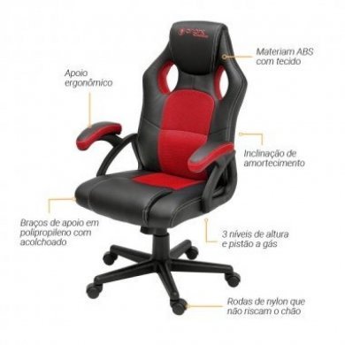Bright cadeira gamer vermelha e preta até 120KG