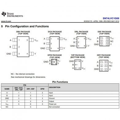06G004600821 10x SN74LVC1G08DCKR Porta Logica AND de 2 entradas SC70-5