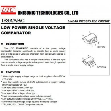06G017127011 10x Ci TS391CG-AF5-R comparador de tensão SOT-25
