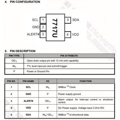 5x Ci Sensor de Temperatura NCT7717U Nuvoton SOT23-5
