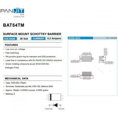 07024-00640000 8000x Diodo Schottky BAT54TM 30V 200mA SOD923