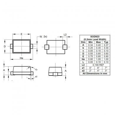 07024-00640000 8000x Diodo Schottky BAT54TM 30V 200mA SOD923