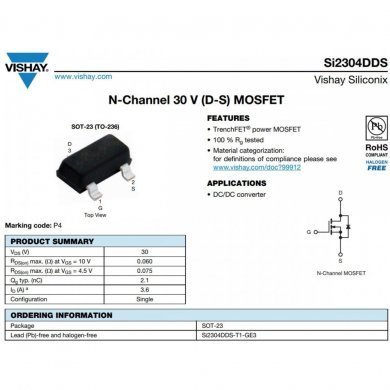 10x N-Mosfet SI2304DDS-T1-GE3 30V 3.6A SOT-23
