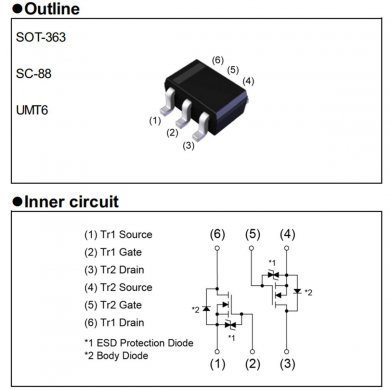 07G005C83011 5x Mosfet UM6K33N K33 Nch Nch 50V 200mA