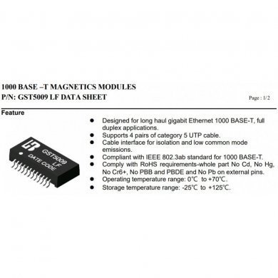 2x Transformer GST500 GST5009 GST5009 LF 1000 Base-T
