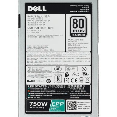 0G6W6K Fonte Redundante E750E-S1 750W para Servidor DELL Poweredge