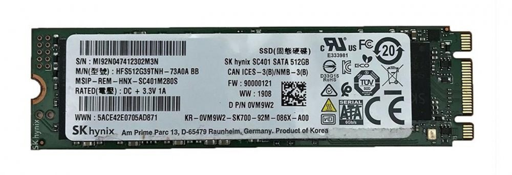 0VM9W2 Dell SSD 512GB M.2 SATA 6Gbps 2280 B+M Key
