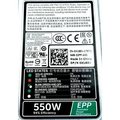 0X185V DELL Fonte Redundante 550W L550E-S1 D550E-S1