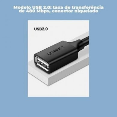 UGREEN Extensão USB 2.0 para USB Fêmea  1m