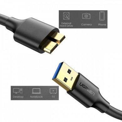 10840 Ugreen cabo micro USB-B para USB-A 3.0 50cm preto