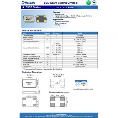 12010396-001 5x Cristal Oscilador 50Mhz E5SB 4 terminais Hosonic