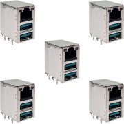 5x conector combo 1x LAN 2x USB 3.1 30P placas mãe desktop possiu 2x LEDs no conector LAN e 30 pinos no total