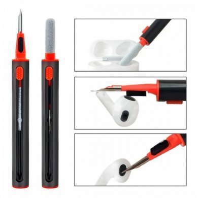 12674-PRETO Caneta limpeza de fones de ouvido bluetooth preta