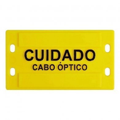 14428 Plaqueta Cuidado Cabo Optico Relevo 9x4cm