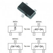 10x Diodo Schottky BAT54C Dual Anodo 30V 200mA SMD SOT-23-3 