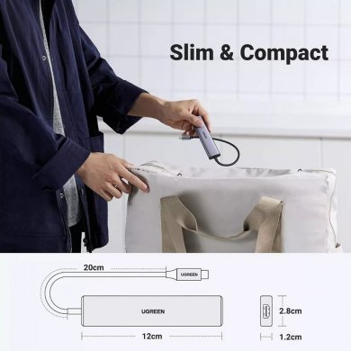 15495 Ugreen Hub USB-C 5 em 1 1x USB 3.0 1x HDMI 4K 30Hz