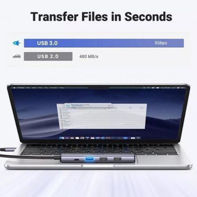 15495 Ugreen Hub USB-C 5 em 1 1x USB 3.0 1x HDMI 4K 30Hz