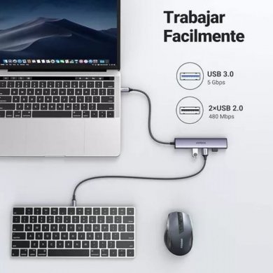 15495 Ugreen Hub USB-C 5 em 1 1x USB 3.0 1x HDMI 4K 30Hz