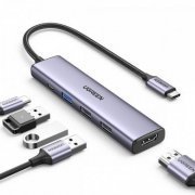 Ugreen Hub USB-C 5 em 1 1x USB 3.0 1x HDMI 4K 30Hz 2x