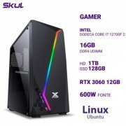 Skul Computador Gamer 7000 Intel Core I7 12700F Deca-core 2.10GHz Ram 16GB DDR4 SSD 128GB 1TB HD RTX 3060 12GB