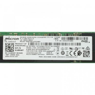189WF Micron SSD 1TB M.2 NVMe 2280 PCIe Gen3 x4