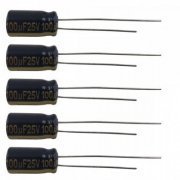 Kit 5x capacitor eletrolitico 100uf 25V radial 105º original ...